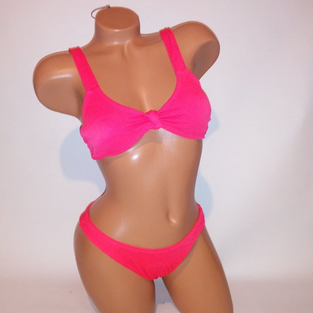 Xhilaration Swim Bikini Medium Top & Bottom Ribbed Bralette Style Removable Padd